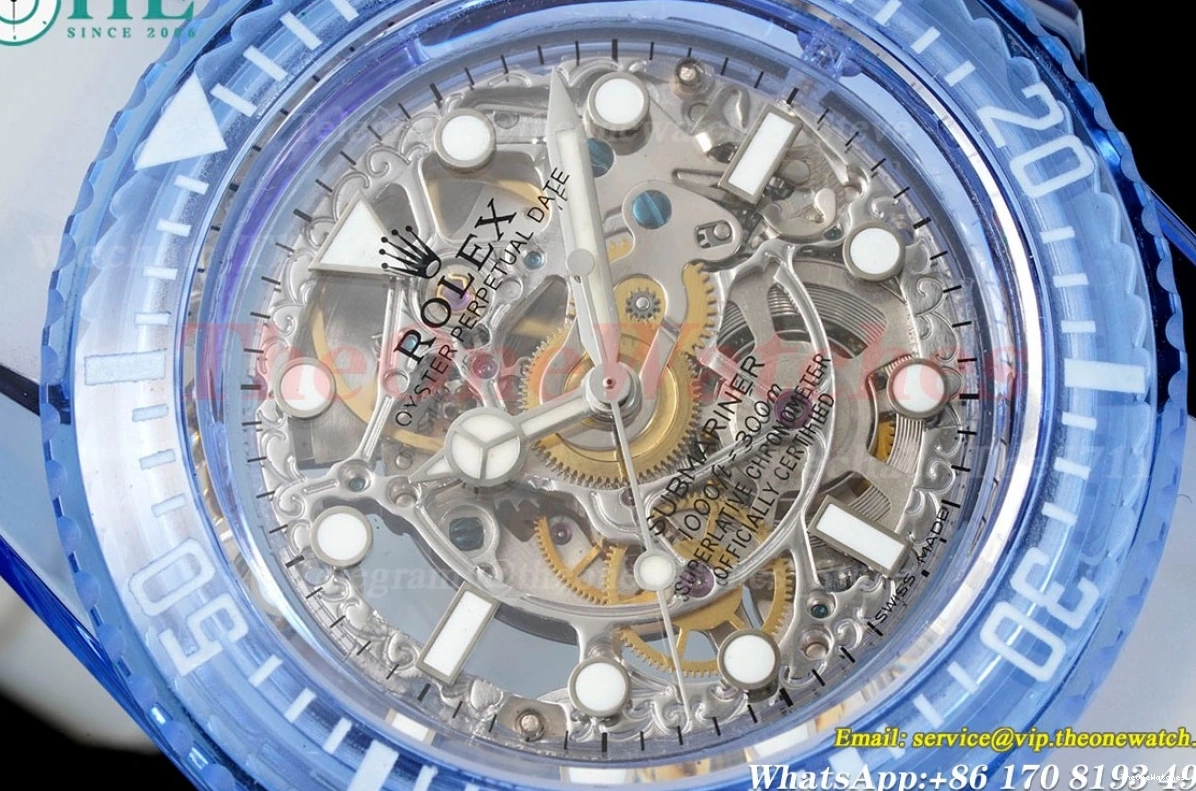 40MM Submariner Skeleton RU Dial F8F Acrylic A2824 Date No 1213